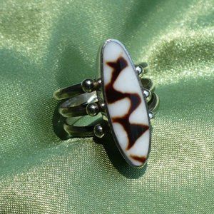 Natural Stone Sterling Silver Statement Ring Sz 9